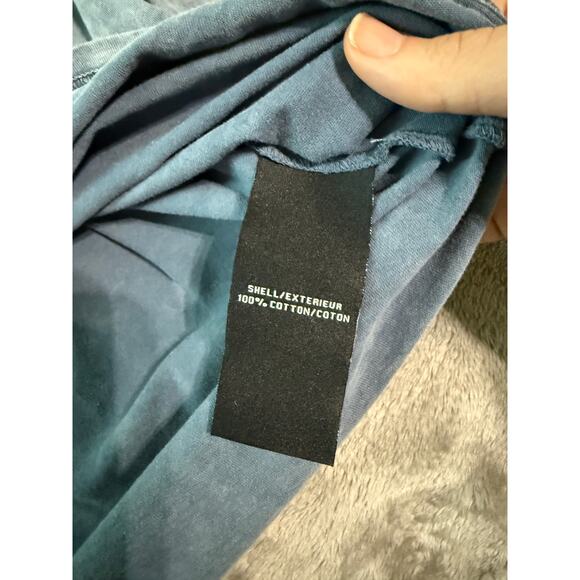 NWT 7 For All Mankind Top Women Large Blue Stone Wash V Neck Puff Sleeve Grunge - Picture 4 of 8